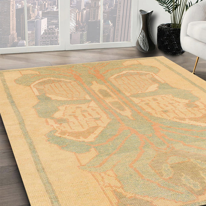 Machine Washable Abstract Orange Rug in a Family Room, wshabs1087