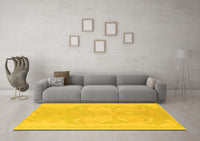 Machine Washable Abstract Yellow Modern Rug, wshabs1087yw