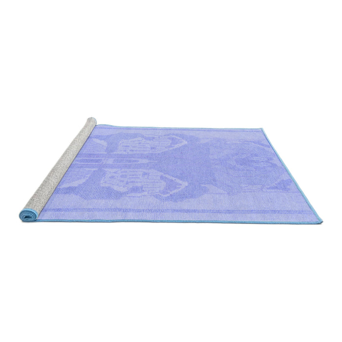 Sideview of Machine Washable Abstract Blue Modern Rug, wshabs1087blu