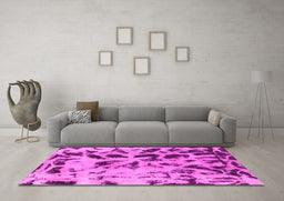 Machine Washable Abstract Pink Modern Rug in a Living Room, wshabs1088pnk
