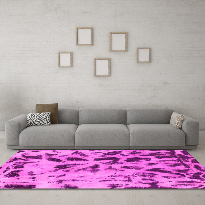 Machine Washable Abstract Pink Modern Rug in a Living Room, wshabs1088pnk