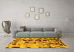 Machine Washable Abstract Yellow Modern Rug in a Living Room, wshabs1088yw