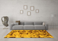 Machine Washable Abstract Yellow Modern Rug, wshabs1088yw