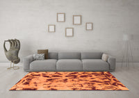 Machine Washable Abstract Orange Modern Rug, wshabs1088org