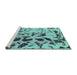 Sideview of Machine Washable Abstract Turquoise Modern Area Rugs, wshabs1088turq