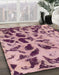 Machine Washable Abstract Pink Daisy Pink Rug in a Family Room, wshabs1088