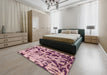 Machine Washable Abstract Pink Daisy Pink Rug in a Bedroom, wshabs1088