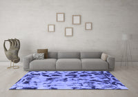 Machine Washable Abstract Blue Modern Rug, wshabs1088blu