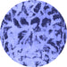 Round Abstract Blue Modern Rug, abs1088blu