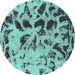 Round Abstract Turquoise Modern Rug, abs1088turq