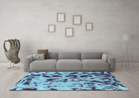 Machine Washable Abstract Light Blue Modern Rug, wshabs1088lblu