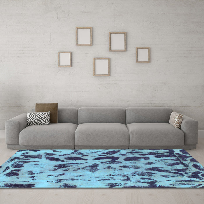 Machine Washable Abstract Light Blue Modern Rug in a Living Room, wshabs1088lblu
