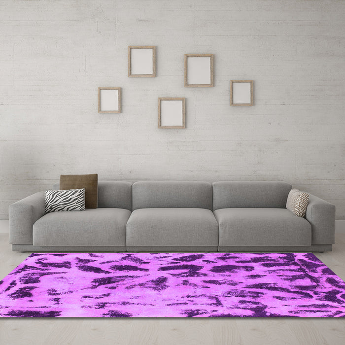 Machine Washable Abstract Purple Modern Area Rugs in a Living Room, wshabs1088pur