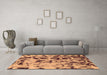 Machine Washable Abstract Brown Modern Rug in a Living Room,, wshabs1088brn