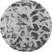 Round Machine Washable Abstract Gray Modern Rug, wshabs1088gry