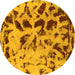 Round Machine Washable Abstract Yellow Modern Rug, wshabs1088yw