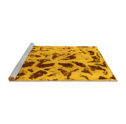 Sideview of Machine Washable Abstract Yellow Modern Rug, wshabs1088yw