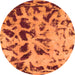 Round Machine Washable Abstract Orange Modern Area Rugs, wshabs1088org