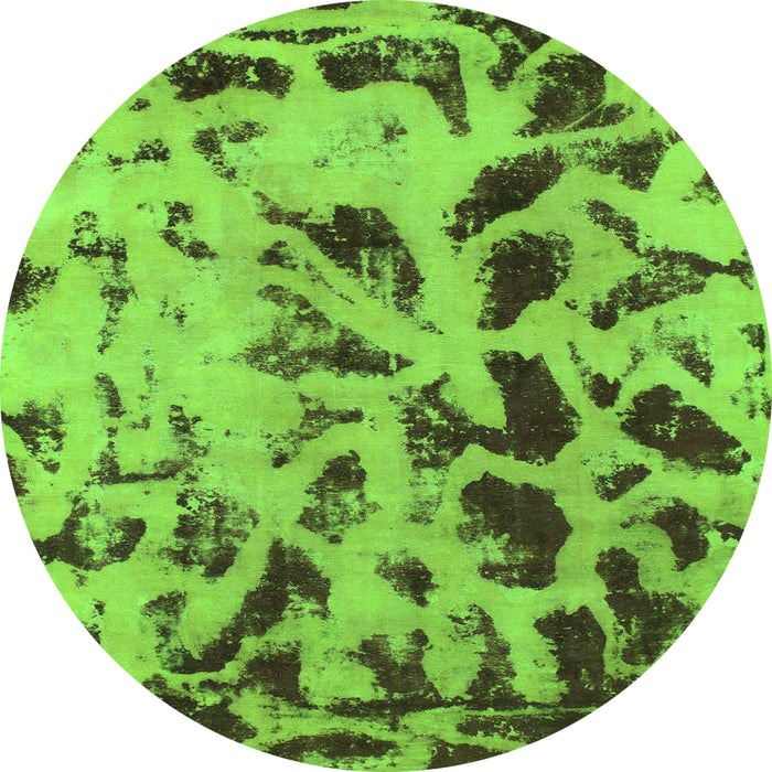 Round Abstract Green Modern Rug, abs1088grn