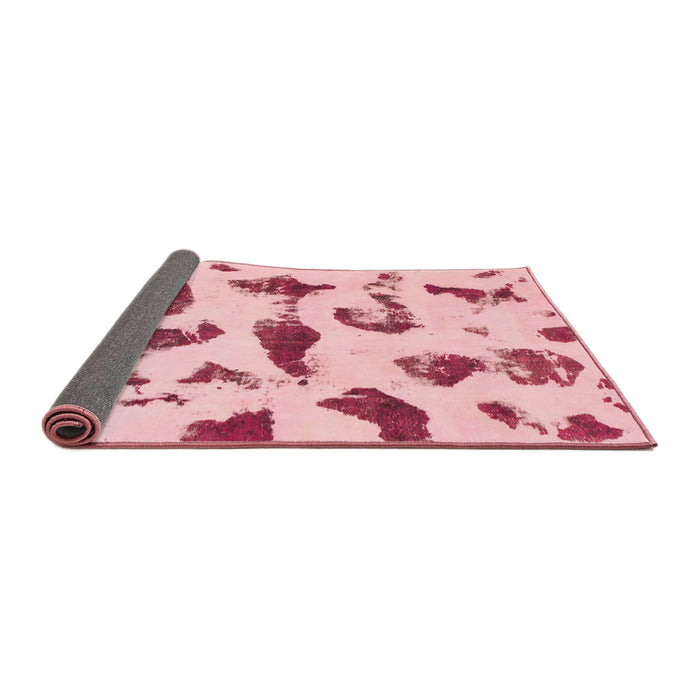 Sideview of Abstract Watermelon Pink Modern Rug, abs1089