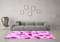 Machine Washable Abstract Pink Modern Rug, wshabs1089pnk