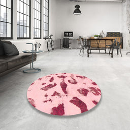 Abstract Watermelon Pink Modern Rug in a Bedroom, abs1089