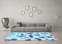 Machine Washable Abstract Light Blue Modern Rug, wshabs1089lblu