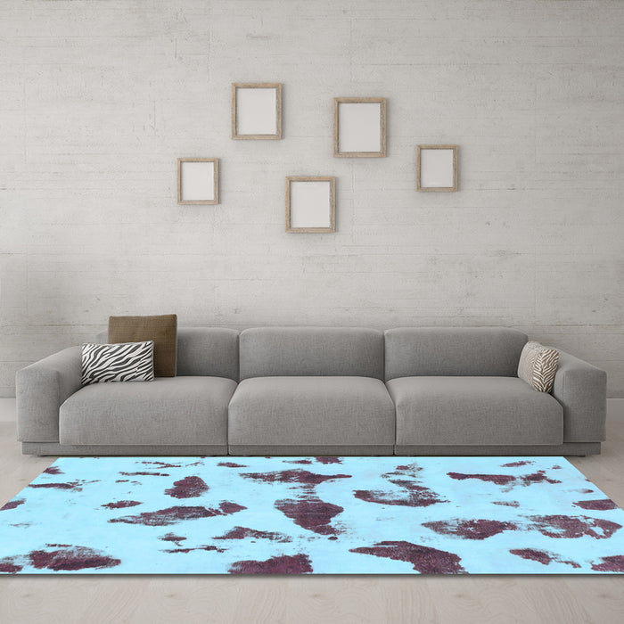 Machine Washable Abstract Light Blue Modern Rug in a Living Room, wshabs1089lblu