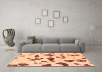 Machine Washable Abstract Brown Modern Rug, wshabs1089brn