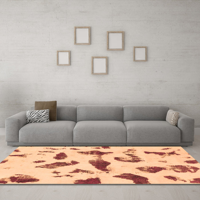 Machine Washable Abstract Brown Modern Rug in a Living Room,, wshabs1089brn