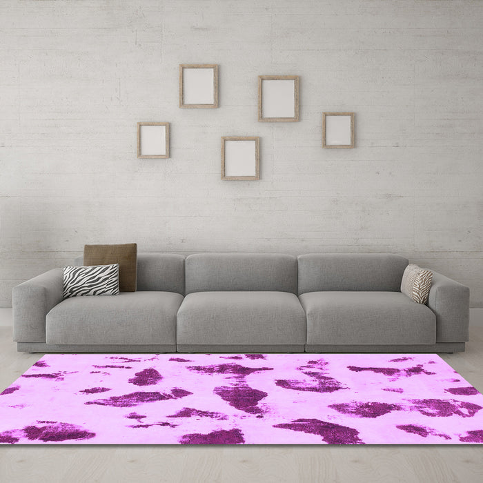 Machine Washable Abstract Purple Modern Area Rugs in a Living Room, wshabs1089pur