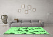 Machine Washable Abstract Emerald Green Modern Area Rugs in a Living Room,, wshabs1089emgrn