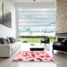 Square Machine Washable Abstract Watermelon Pink Rug in a Living Room, wshabs1089