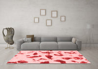 Machine Washable Abstract Red Modern Rug, wshabs1089red