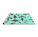 Sideview of Machine Washable Abstract Turquoise Modern Area Rugs, wshabs1089turq