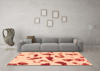 Machine Washable Abstract Orange Modern Rug, wshabs1089org