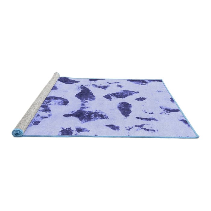 Sideview of Machine Washable Abstract Blue Modern Rug, wshabs1089blu