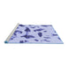 Sideview of Machine Washable Abstract Blue Modern Rug, wshabs1089blu