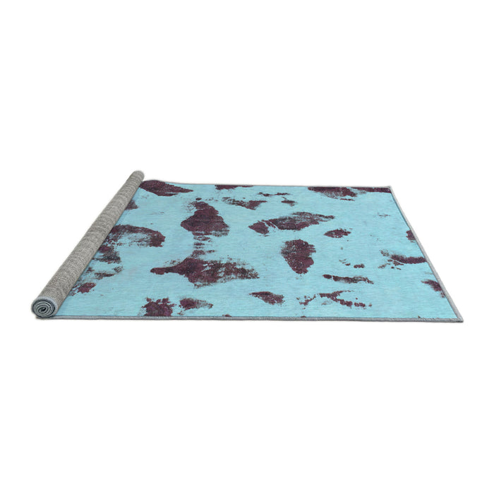 Sideview of Machine Washable Abstract Light Blue Modern Rug, wshabs1089lblu