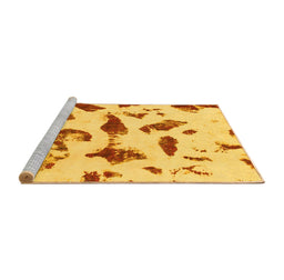 Sideview of Machine Washable Abstract Yellow Modern Rug, wshabs1089yw