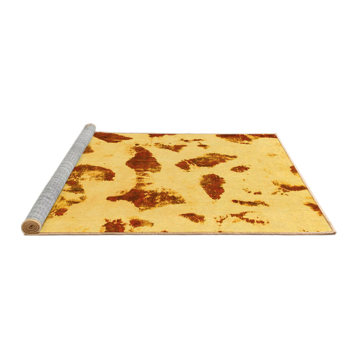 Sideview of Machine Washable Abstract Yellow Modern Rug, wshabs1089yw
