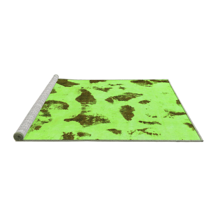 Sideview of Machine Washable Abstract Green Modern Area Rugs, wshabs1089grn