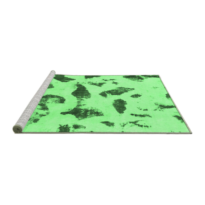 Sideview of Machine Washable Abstract Emerald Green Modern Area Rugs, wshabs1089emgrn