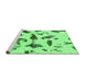 Sideview of Machine Washable Abstract Emerald Green Modern Area Rugs, wshabs1089emgrn