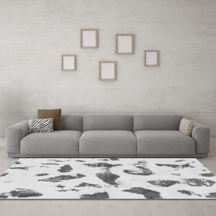 Machine Washable Abstract Gray Modern Rug in a Living Room,, wshabs1089gry