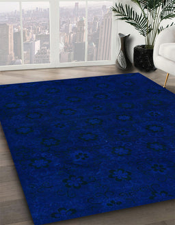 Machine Washable Abstract New Midnight Blue Rug in a Family Room, wshabs108
