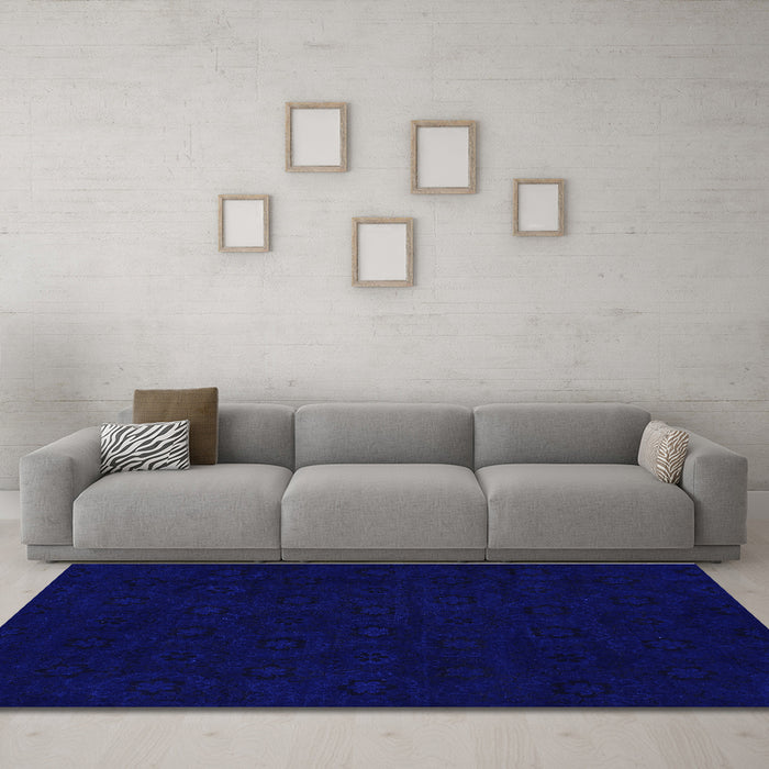 Machine Washable Abstract Blue Modern Rug in a Living Room, wshabs108blu