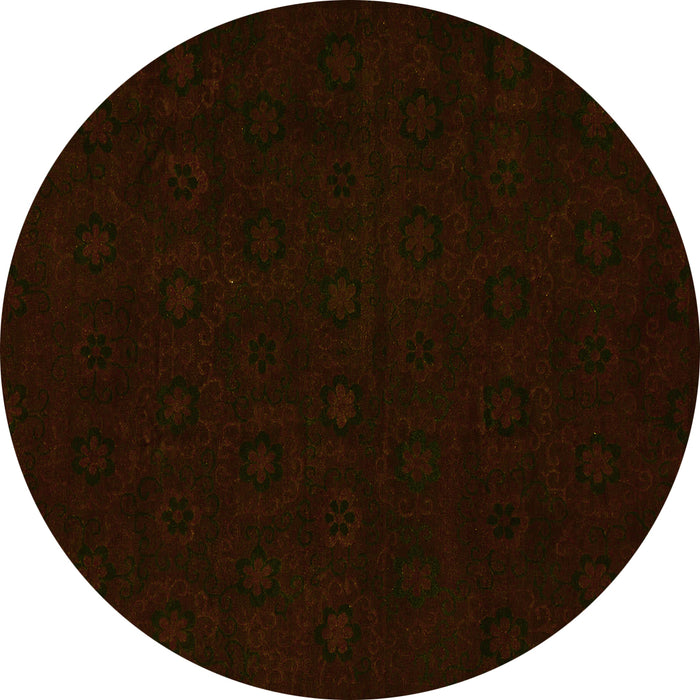 Round Machine Washable Abstract Yellow Modern Rug, wshabs108yw