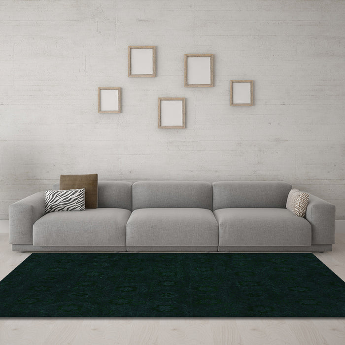 Machine Washable Abstract Green Modern Area Rugs in a Living Room,, wshabs108grn