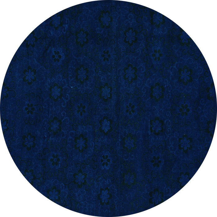 Round Machine Washable Abstract Turquoise Modern Area Rugs, wshabs108turq